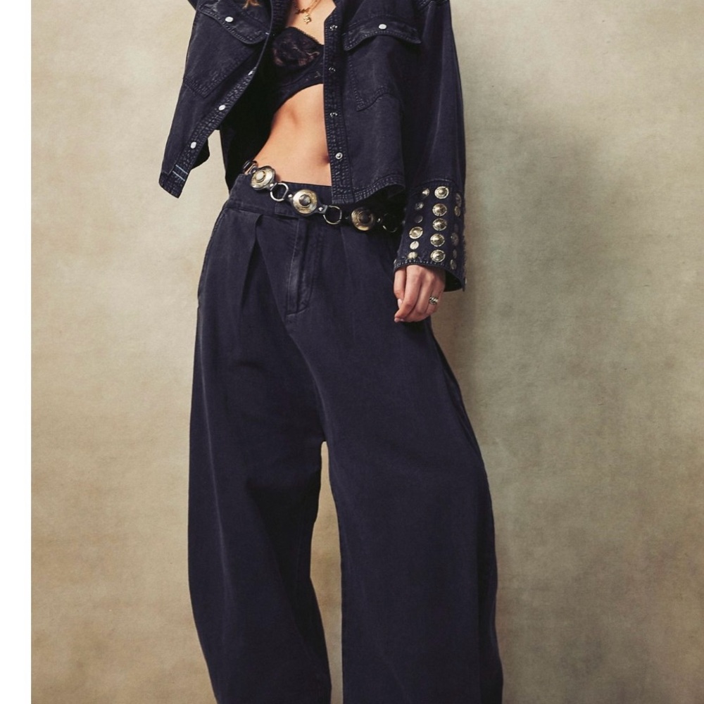 Free People Black Cool Harbor Wide Leg Pants